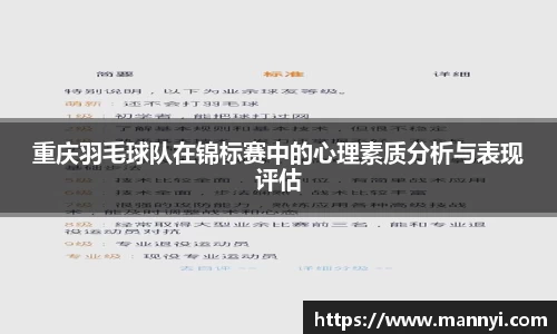 重庆羽毛球队在锦标赛中的心理素质分析与表现评估